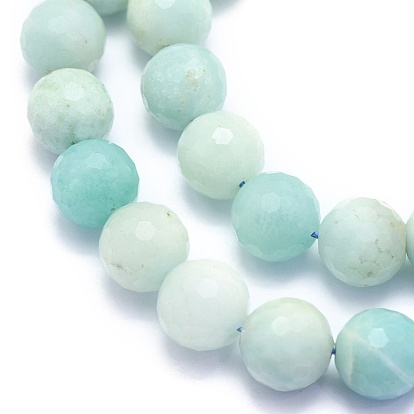 Natural Amazonite Beads Strands, Round, Faceted(128 Facets)
