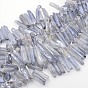 Electroplated Natural Quartz Crystal Beads Strands, Nuggets, 15~58x4~11mm, Hole: 1mm, about 15.4 inch ~15.7 inch