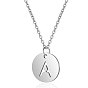 201 Stainless Steel Initial Pendants Necklaces, with Cable Chains, Flat Round with Letter