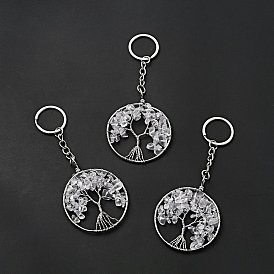 Porte-clés en verre arbre de vie, porte-clés pendentif pierre porte-bonheur, sans plomb et sans cadmium