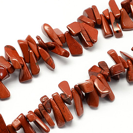 Natural Red Jasper Bead Strands, Chip, 12~20x6~10x3~10mm, Hole: 1mm, about 104pcs/strand, 15.7 inch