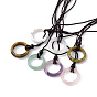 Collier pendentif anneau de pierres précieuses mélangées naturelles avec cordon en nylon pour femme
