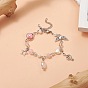 Bracelet à breloques en alliage étoile et cœur et note de musique, bracelet en perles imitation perle acrylique et plastique abs pour femme