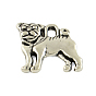 Tibetan Style Alloy Puppy Pendants, Bulldog, Cadmium Free & Lead Free, 16x15x2mm, Hole: 2mm, about 649pcs/1000g