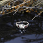SHEGRACE 925 Thailand Sterling Silver Cuff Rings, Open Rings, with Natural Gemstone, Frog