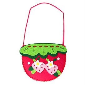 Non Woven Fabric Embroidery Needle Felt Sewing Craft of Pretty Bag Kids, Felt Craft Sewing Handmade Gift for Child Meet Best, Strawberry