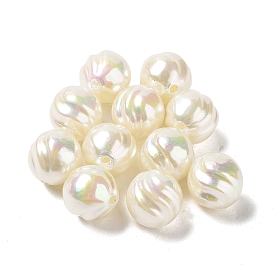 ABS Plastic Beads, AB Color Plated, Round with Corrugated