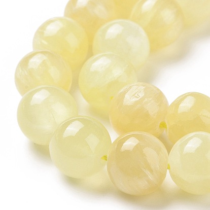 Brins de perles de sélénite jaune naturel, grade de aaa, ronde