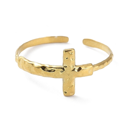 304 палец кольца из нержавеющей стали, полированный, Религиозные кольца-манжеты с крестом для женщин