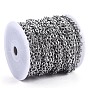304 Stainless Steel Dapped Cable Chains, Unwelded, with Spool, Oval