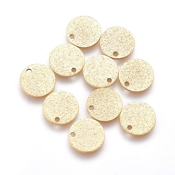 Ion Plating(IP) 304 Stainless Steel Charms, Textured, Flat Round with Bumpy
