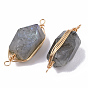 Conectores de enlaces de piedras preciosas naturales, eslabones envueltos en alambre de latón, facetados, columna, dorado