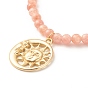 Sun and Moon Pendants Necklace with Natural Sunstone Beads, Gemstone Jewelry for Women