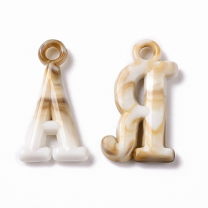 Pendentifs acryliques, style de pierres fines imitation, alphabet