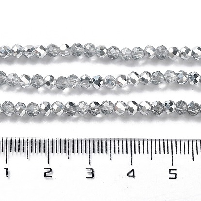Brins de perles de verre rondelle facettées à moitié plaqué