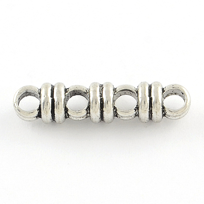 Tibetan Style Alloy Spacer Bars, 4-Hole, Cadmium Free & Lead Free, 6.5x27x6mm, Hole: 3.5mm, about 374pcs/1000g