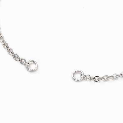 304 fabrication de bracelet-chaîne en acier inoxydable, avec fermoirs mousqueton et chaîne d'extension cœur