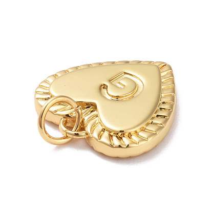 Colgantes de latón chapado en oro real 18k, con anillos de salto, larga duración plateado, sin plomo, cadmio, níquel, corazón con letra a~z