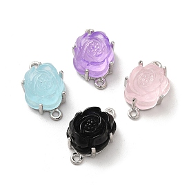 Alloy Connector Charms, Rose Links with Resin, Platinum, Lead Free & Cadmium Free