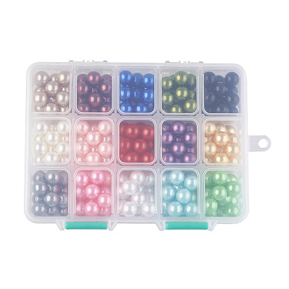 15 Colors ABS Plastic Imitation Pearl Beads, No Hole/Undrilled, Round