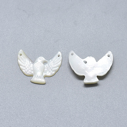 Natural White Shell Mother of Pearl Shell Charms, Carved Eagle