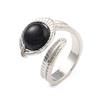 Кольцо-манжета с овальным камнем, открытое кольцо с латунным листом для женщин, без кадмия и без свинца, платина