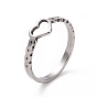 201 Stainless Steel Hollow Heart Finger Ring for Valentine's Day