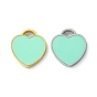 304 Stainless Steel Manual Polishing Charms, with Enamel, Heart Charm