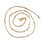 Brass Snake Chain Necklaces, with Round Beads and Lobster Claw Clasps, Long-Lasting Plated