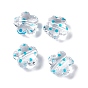 Transparent Acrylic Beads, Flower with Polka Dot Pattern, Clear