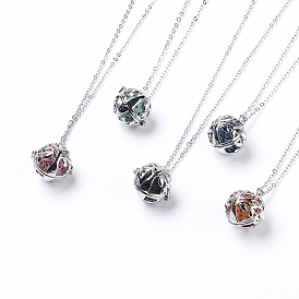 Colliers pendants, avec des pendentifs cage en laiton, perles de parfum de pierre de lave, chaîne en laiton fabrication de collier, goutte 