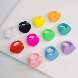 Resin Heart Finger Ring for Women