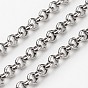 304 Stainless Steel Rolo Chains, Belcher Chain, with Spool, Unwelded