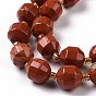 Natural Red Jasper Beads Strands, with Seed Beads, Faceted Bicone Barrel Drum