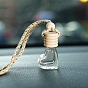 Heart Glass Perfume Bottle Hanging Ornament, with Wood, for Car Rear View Mirror Decoration