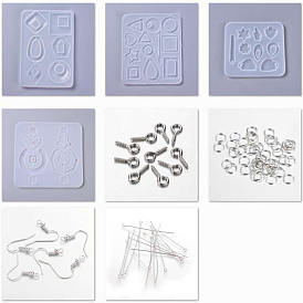 SUNNYCLUE DIY Earring Makings, with Silicone Molds, Resin Casting Molds, For UV Resin, Epoxy Resin Jewelry Making, Iron Open Jump Rings and Iron Earring Hooks, Eye Pin