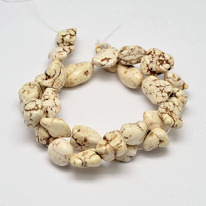 Dyed Nuggets Natural Magnesite Beads Strands, 11~17x10~12mm, Hole: 1mm, about 15.7 inch