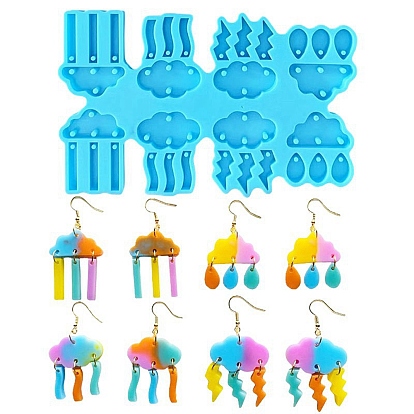 Cloud & Teardrop & Lightning Bolt DIY Pendant & Link Silicone Molds, Resin Casting Molds, For UV Resin, Epoxy Resin Jewelry Making