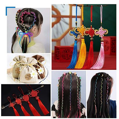12 Rolls 12 Colors Macrame Rattail Chinese Knot Making Cords Round Nylon Braided String Threads, Satin Cord