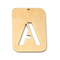 Pendentifs en acier inoxydable, rectangle avec alphabet, creux