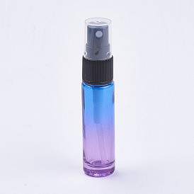 10ml Glass Gradient Color Refillable Spray Bottles, with PP Plastic Caps