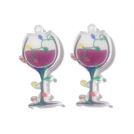 Pendentifs en acrylique translucide, charmes de verre de vin rouge