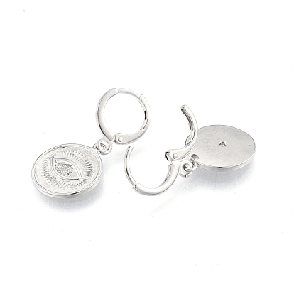 Clear Cubic Zirconia Horse Eye Dangle Leverback Earrings, Brass Jewelry for Women, Cadmium Free & Nickel Free & Lead Free