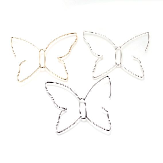 Brass Dangle Earrings, Wire Wrapped Earrings, Butterfly