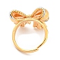 Brass Micro Pave Cubic Zirconia Adjustable Rings, Bowknot
