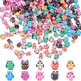 300Pcs 10 Colors Handmade Polymer Clay Beads, Owl