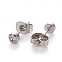 304 Stainless Steel Rhinestone Stud Earrings, with Ear Nuts/Earring Back, Flat Round