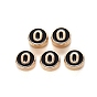 Alloy Enamel Beads, Flat Round, Number, Cadmium Free & Lead Free, Light Gold