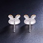 SHEGRACE Cute Design 925 Sterling Silver Bunny Ear Studs, with 18K Gold Plated, Rabbit Head, 11x9mm