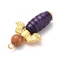 Alloy Pendants, with Natural Wood Beads, Wing Alloy Beads, Dyed Natural Wood Beads, Angel